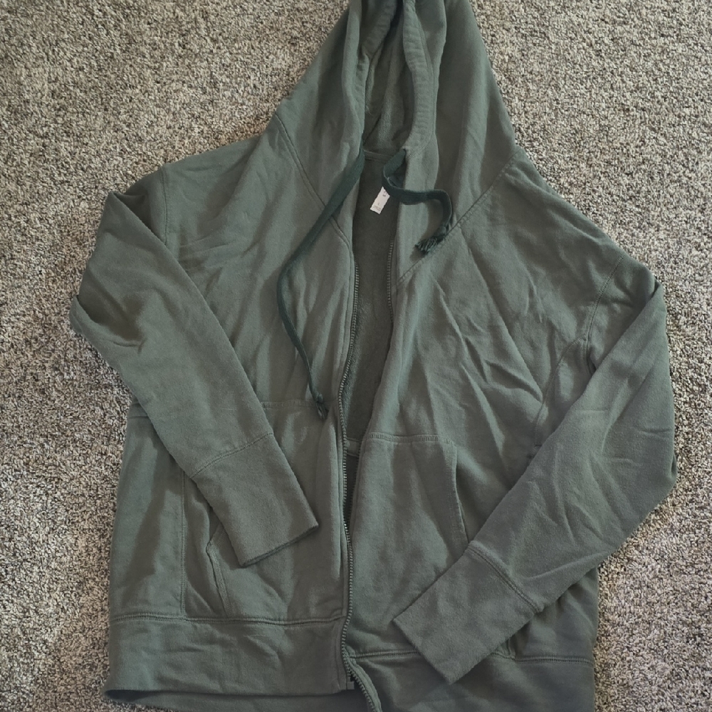 Fabletics Forest Green Hooded Zip Jacket